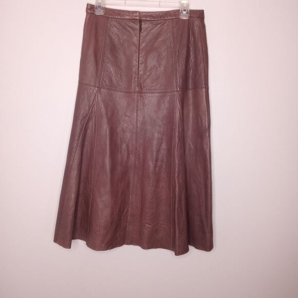 Halston Heritage Taupe Leather Skirt Size 8 - Picture 11 of 16